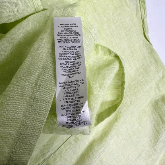 Chico’s Linen Green Button-up Blouse, Sleeveless with Collar Woman Size 2 - Picture 7 of 10